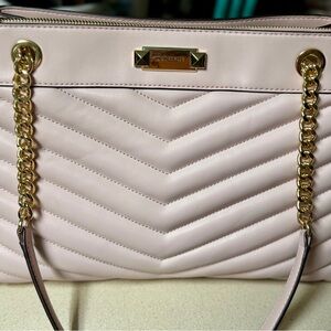 Michael Kors Light Pink Quilted Chevron Shoulder Bag with Gold Chain